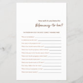 Elegantes Skript Mommy To Be Trivia Braun Minimali Flyer (Vorne)