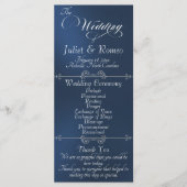 Elegantes Skript & Monogramm - Blaue Hochzeit Programm (Vorderseite)