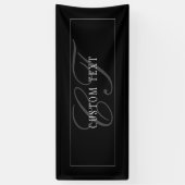 Elegantes Skript-Monogramm editierbar Schwarz Grau Banner (Vertikal)