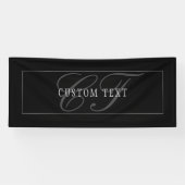 Elegantes Skript-Monogramm editierbar Schwarz Grau Banner (Horizontal)