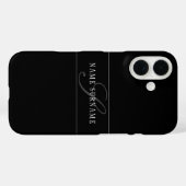 Elegantes Skript-Monogramm editierbar Schwarz Grau Case-Mate iPhone Hülle (Rückseite (Horizontal))