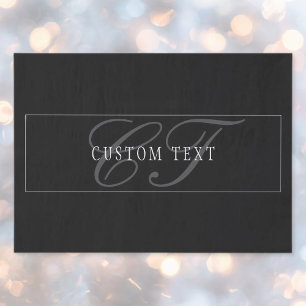 Elegantes Skript-Monogramm editierbar Schwarz Grau Seidenpapier
