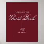 Elegantes Skript-Monogramm-Hochzeitsgästebuchplaka Poster (Vorne)