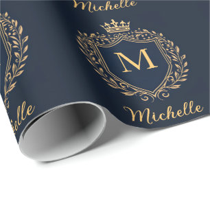 Elegantes Skript-Monogramm Maßgeschneiderter Luxus Geschenkpapier