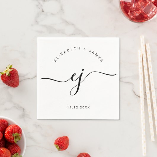 Elegantes Skript-Monogramm Moderne Minimalistische Serviette (Beispiel)
