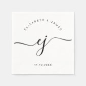 Elegantes Skript-Monogramm Moderne Minimalistische Serviette (Vorderseite)