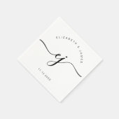Elegantes Skript-Monogramm Moderne Minimalistische Serviette (Ecke)
