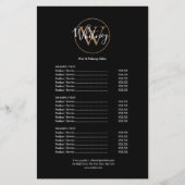 Elegantes Skript-Monogramm-Salon-Service-Menü Flyer (Vorne)