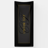 Elegantes Skript-Monogramm Schwarz & Gold Banner (Vertikal)