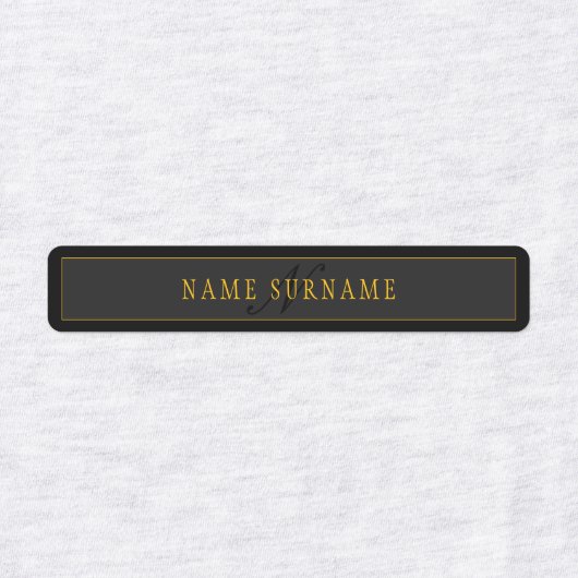 Elegantes Skript-Monogramm Schwarz & Gold Etiketten (Design 1)