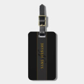 Elegantes Skript-Monogramm Schwarz & Gold Gepäckanhänger (Vorderseite vertikal)