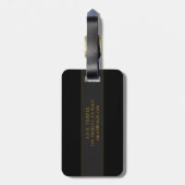Elegantes Skript-Monogramm Schwarz & Gold Gepäckanhänger (Rückseite vertikal)
