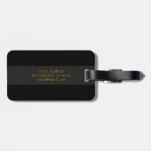 Elegantes Skript-Monogramm Schwarz & Gold Gepäckanhänger (Rückseite horizontal)