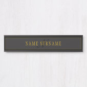 Elegantes Skript-Monogramm Schwarz & Gold Türschild (Vorderseite )