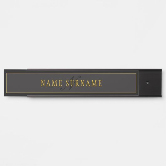 Elegantes Skript-Monogramm Schwarz & Gold Türschild (Vorderseite )