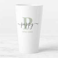 Elegantes Skript-Monogramm Silbergrün Mohn