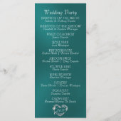 Elegantes Skript & Monogramm - Türkise Hochzeit Programm (Rückseite)