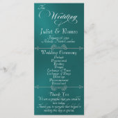 Elegantes Skript & Monogramm - Türkise Hochzeit Programm (Vorderseite)