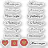 Elegantes Skript Montenegro & Flaggen /Name Set Aufkleber (Vorderseite)