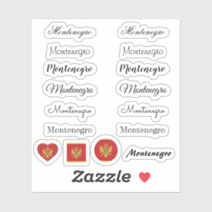Elegantes Skript Montenegro & Flaggen /Name Set Aufkleber