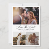 Elegantes Skript Multi-Foto Collage einfache Hochz Save The Date (Vorderseite)