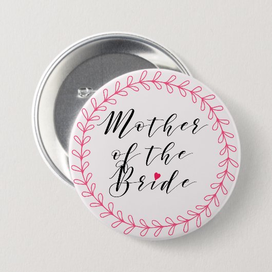 Elegantes Skript - Mutter des Bride Button (Vorne & Hinten)
