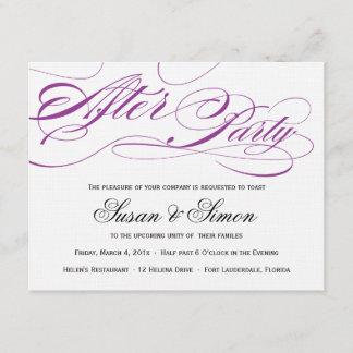 Elegantes Skript Nach Party Einladung Lila