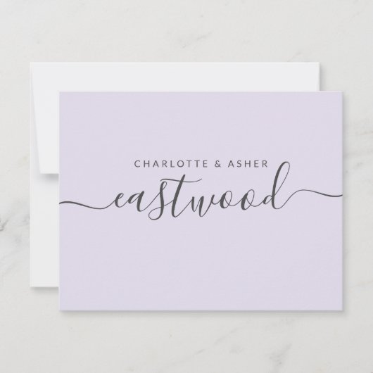 Elegantes Skript Name Lavender Flat Note Card Mitteilungskarte (Vorderseite)
