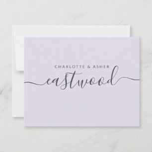 Elegantes Skript Name Lavender Flat Note Card Mitteilungskarte