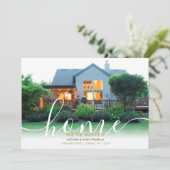 Elegantes Skript Neue Zuhause Foto Ankündigung (Stehend Vorderseite)