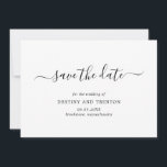 Elegantes Skript Nicht-Foto Einfache moderne Hochz Save The Date<br><div class="desc">Einfache Hochzeitskarte ohne Foto Save the Date mit einem sauberen und minimalistischen Design mit einer eleganten Touch mit "Save the Date" in Skripten mit Swashes. Ein modernes Schwarz-Weiß Save the Date ohne Bilder,  die sich wunderbar mit jedem Hochzeitsstil abstimmen.</div>
