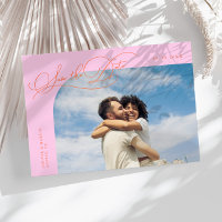 Elegantes Skript Orange Pink gebogenes Rahmenfoto