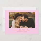 Elegantes Skript Orange Pink gebogenes Rahmenfoto Save The Date (Rückseite)
