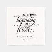 Elegantes Skript 'our Forever' Hochzeit Serviette (Vorderseite)