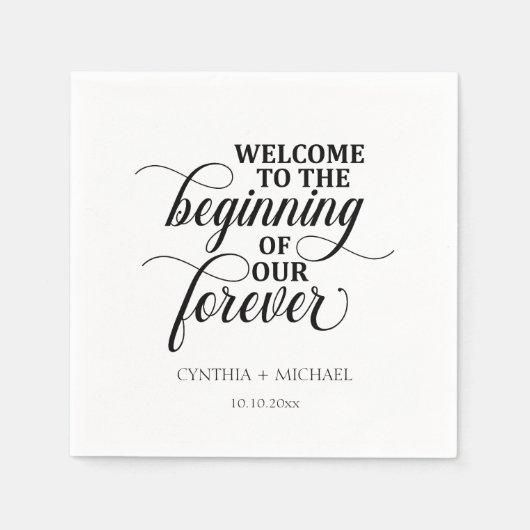 Elegantes Skript 'our Forever' Hochzeit Serviette (Vorderseite)