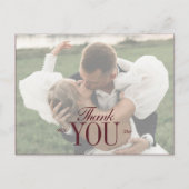 Elegantes Skript-Overlay Hochzeitsfoto Danke Postkarte (Vorderseite)