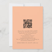 Elegantes Skript Peach QR Code Hochzeit Einladung (Rückseite)