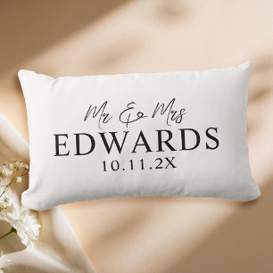 Elegantes Skript personalisiert Herr Frau Hochzeit Lendenkissen