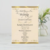 Elegantes Skript - Pfirsichperle/goldene Hochzeit Programm (Stehend Vorderseite)