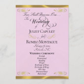 Elegantes Skript - Pink Pearl/Goldene Hochzeit Programm (Vorderseite)