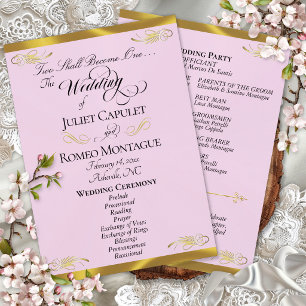 Elegantes Skript - Pink Pearl/Goldene Hochzeit Programm