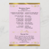 Elegantes Skript - Pink Pearl/Goldene Hochzeit Programm (Rückseite)