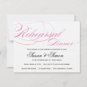 Elegantes Skript-Proben-Abendessen-Einladungs-Rosa Einladung