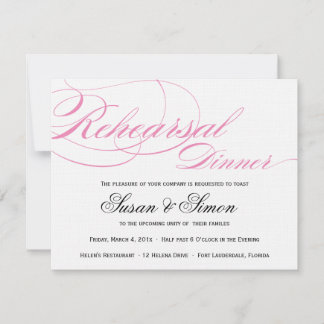 Elegantes Skript-Proben-Abendessen-Einladungs-Rosa Einladung