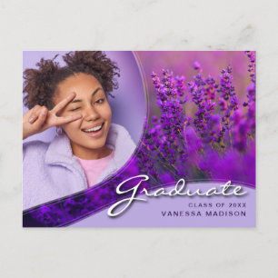 Elegantes Skript Purple Flowers   Modernes Foto Gr Postkarte