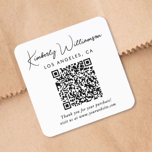 Elegantes Skript-QR-Code Danke Quadratischer Aufkleber