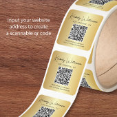 Elegantes Skript QR-Code Gold Danke Quadratischer Aufkleber