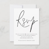 Elegantes Skript-QR-Code-Hochzeit Schwarz Weiß RSVP Karte (Vorderseite)