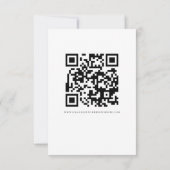 Elegantes Skript-QR-Code-Hochzeit Schwarz Weiß RSVP Karte (Rückseite)