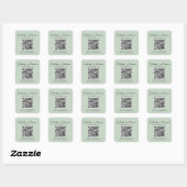 Elegantes Skript QR-Code Salbei Grün Danke Quadratischer Aufkleber (Blatt)
